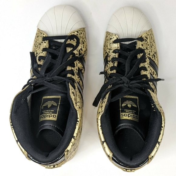 Adidas Superstar UP Wedge Heel Metallic Gold Black Splatter Sneakers Shoes Sz 8 - Picture 7 of 11